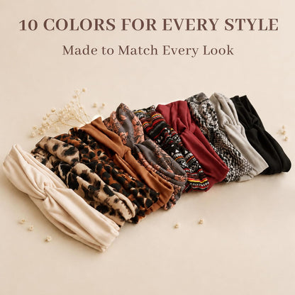Jesries 10 PCS Extra Wide Turban Headbands for Women, Non-Slip Head Bands