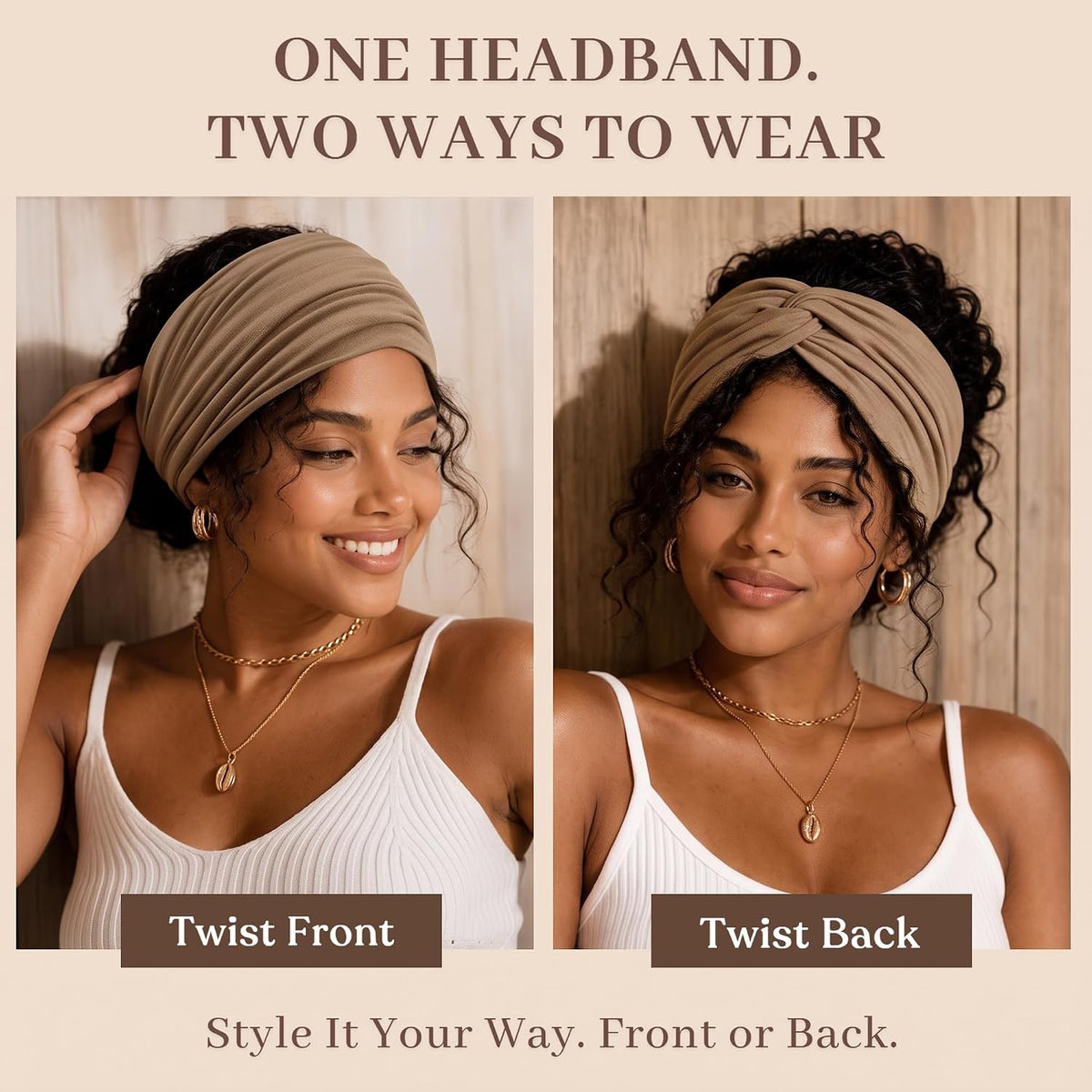 Jesries 10 PCS Extra Wide Turban Headbands for Women, Non-Slip Head Bands