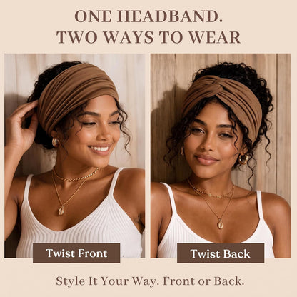 Jesries 10 PCS Extra Wide Turban Headbands for Women, Non-Slip Head Bands