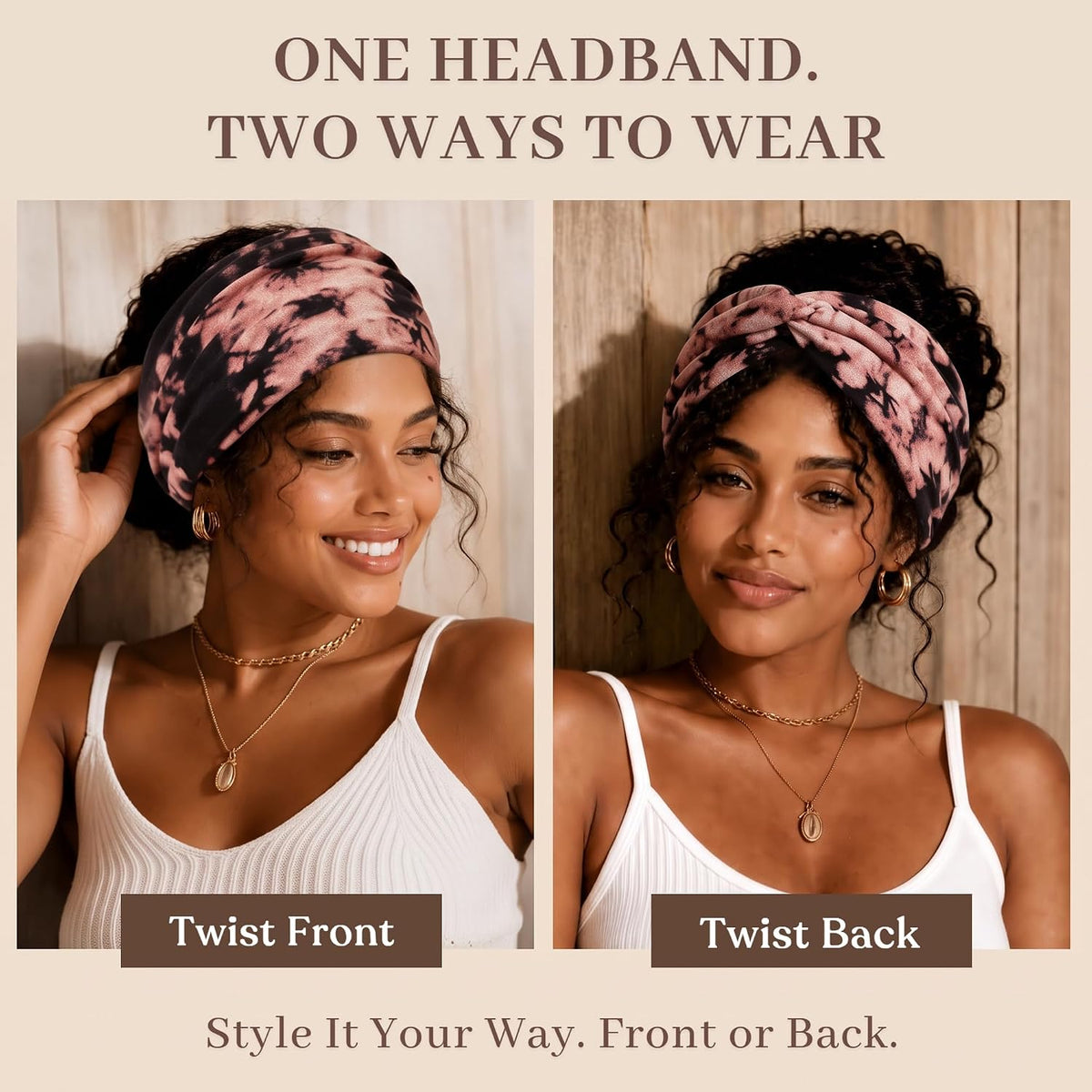 Jesries 10 PCS Extra Wide Turban Headbands for Women, Non-Slip Head Bands