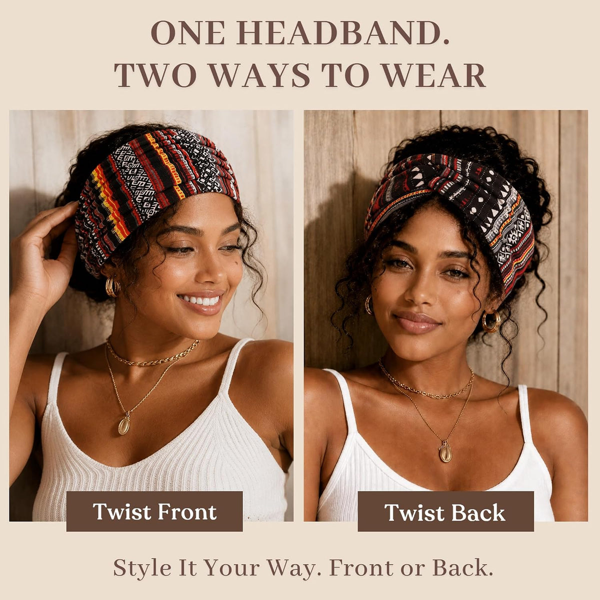 Jesries 10 PCS Extra Wide Turban Headbands for Women, Non-Slip Head Bands