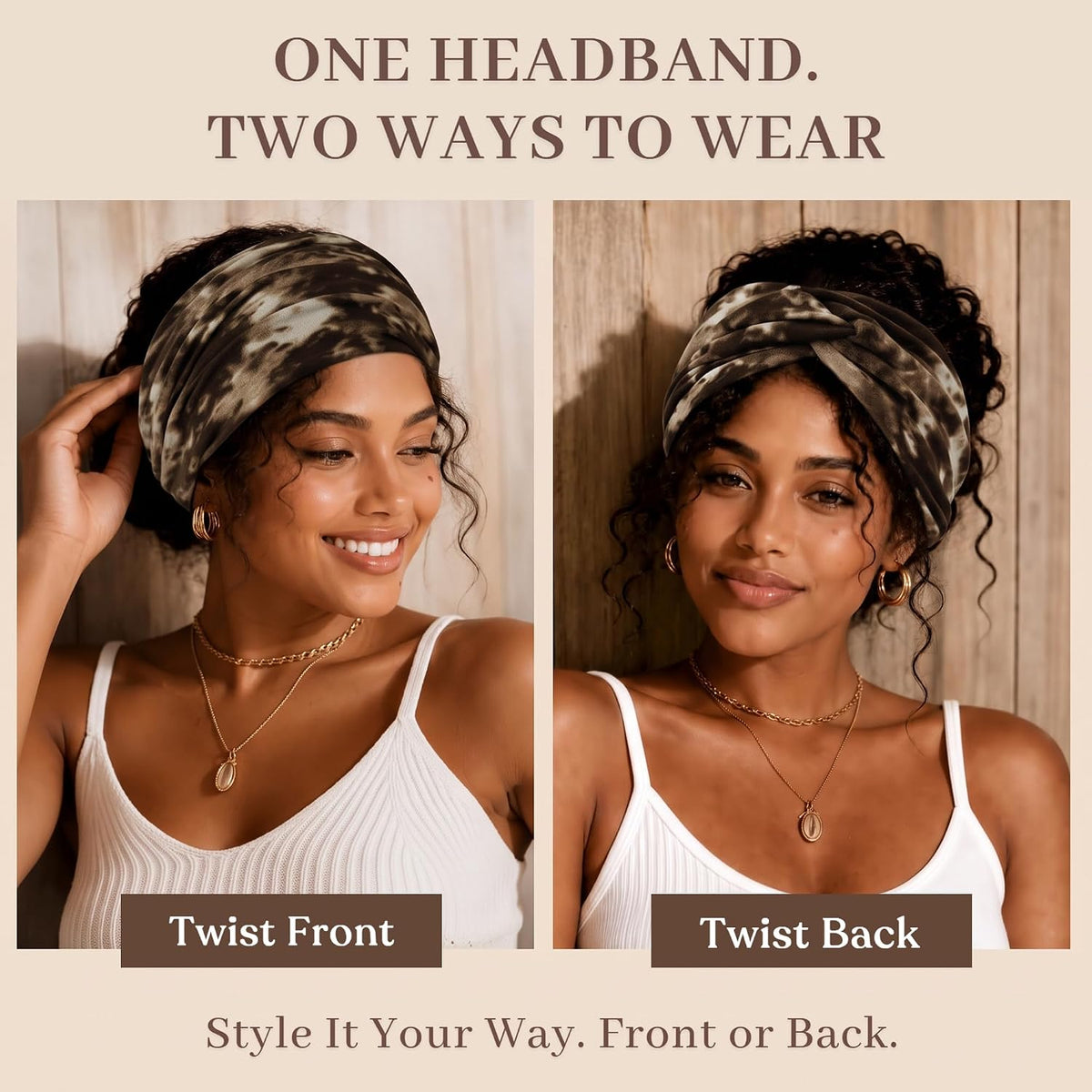Jesries 10 PCS Extra Wide Turban Headbands for Women, Non-Slip Head Bands