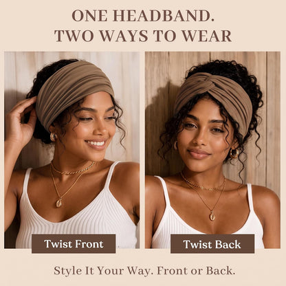 Jesries 10 PCS Extra Wide Turban Headbands for Women, Non-Slip Head Bands