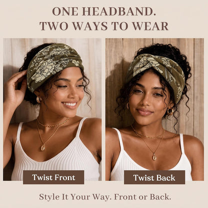Jesries 10 PCS Extra Wide Turban Headbands for Women, Non-Slip Head Bands